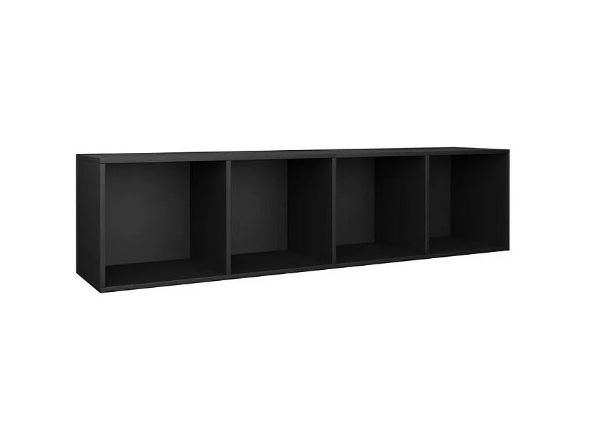 Meuble TV 4 niches bois noir Asana 143cm