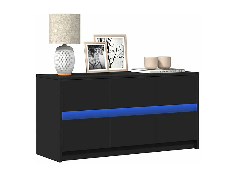 Meuble TV avec LED noir 100x34x50 bois d'ingénierie