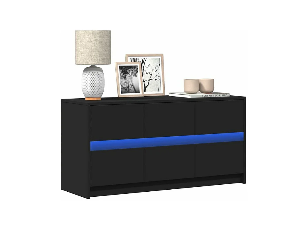 Meuble TV avec LED noir 100x34x50 bois d'ingénierie