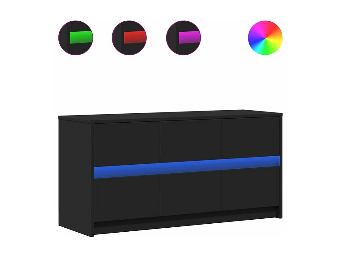 Meuble TV avec LED noir 100x34x50 bois d'ingénierie