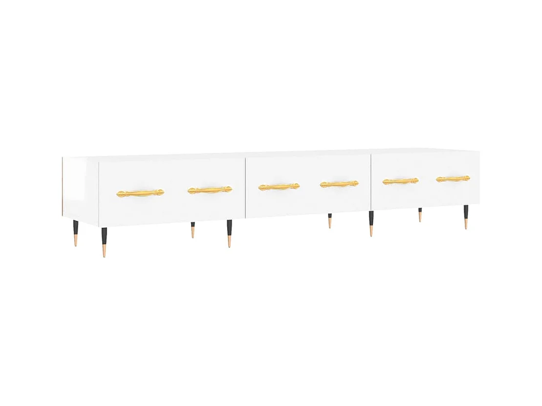 Meuble TV blanc brillant 150x36x30 bois d'ingénierie