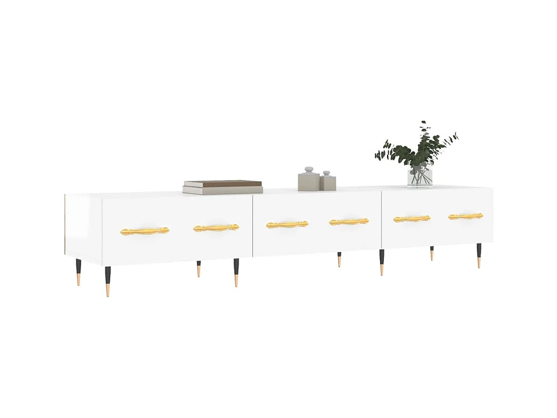 Meuble TV blanc brillant 150x36x30 bois d'ingénierie