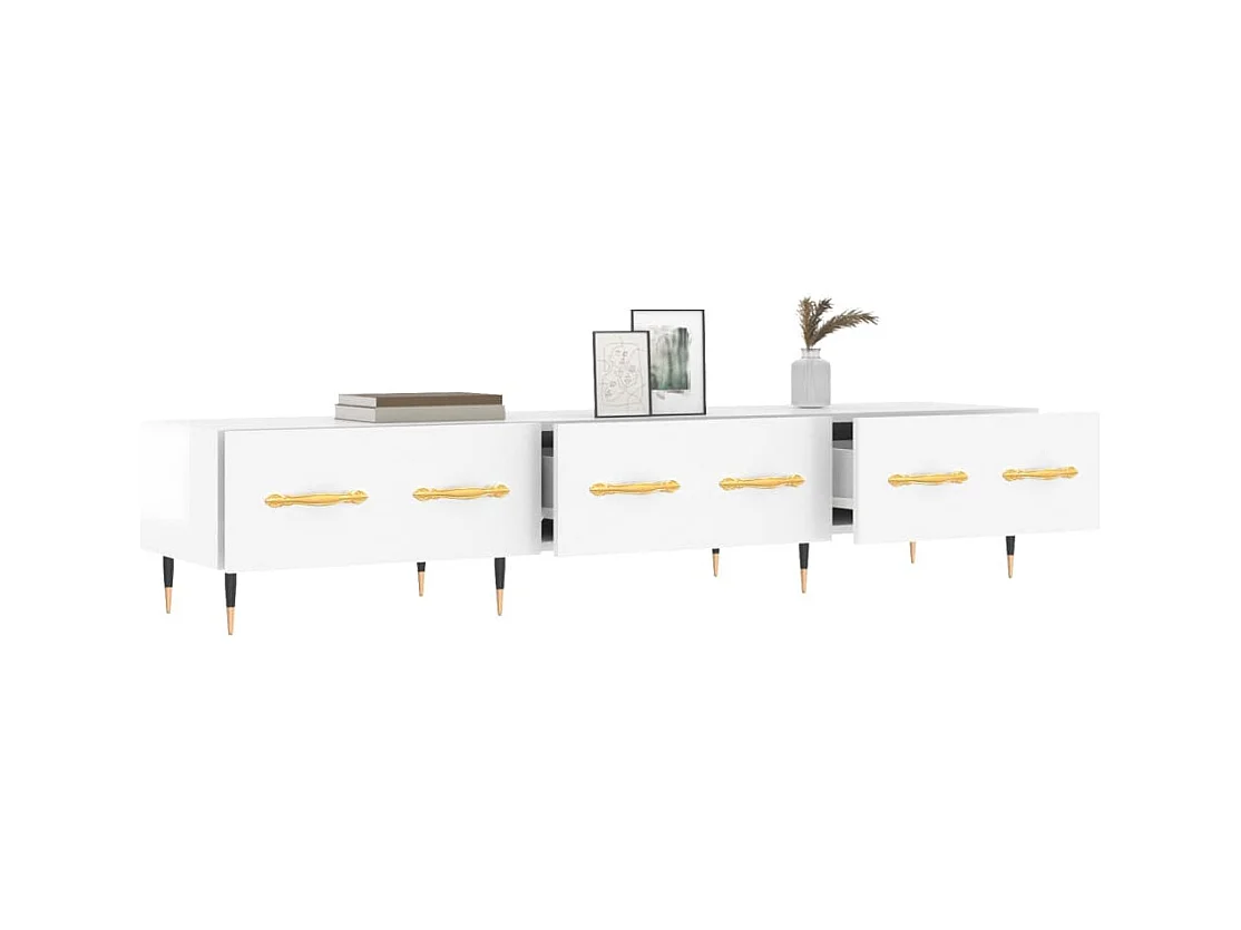 Meuble TV blanc brillant 150x36x30 bois d'ingénierie