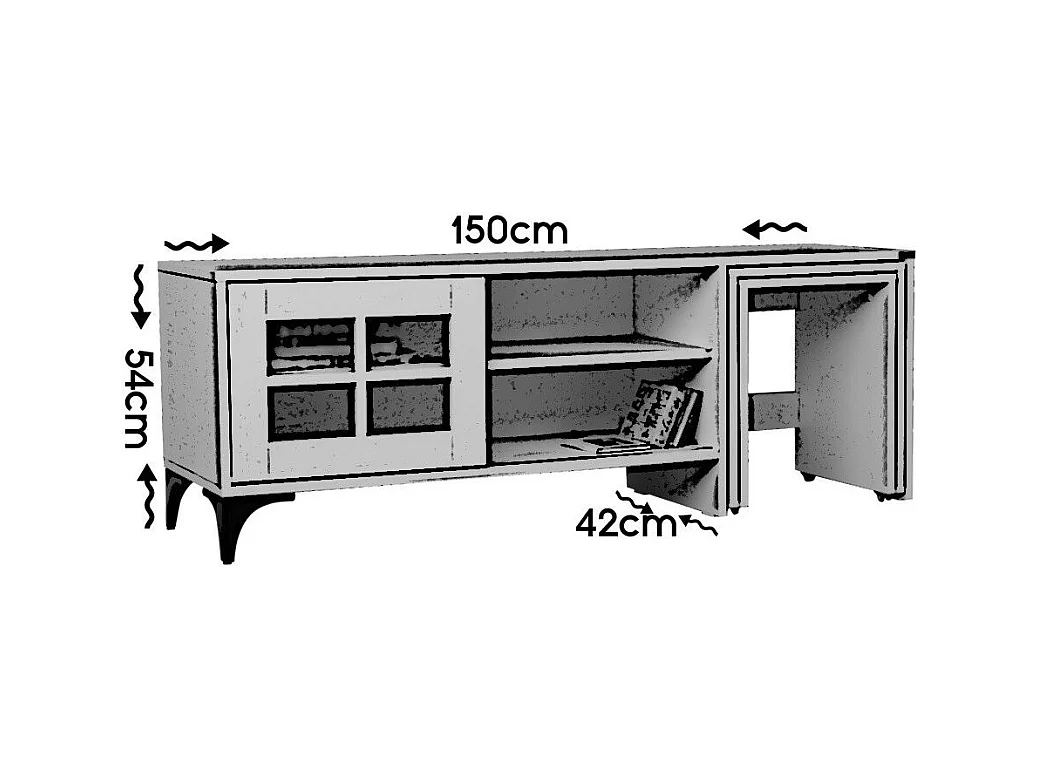 Meuble TV et 2 tables gigognes bois clair Riko 150cm