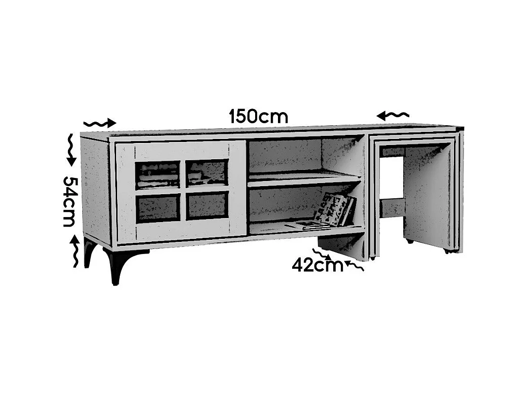 Meuble TV et 2 tables gigognes bois clair Riko 150cm
