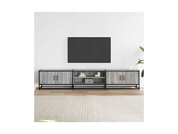 Meuble TV sonoma gris 210x35x41 bois d'ingénierie