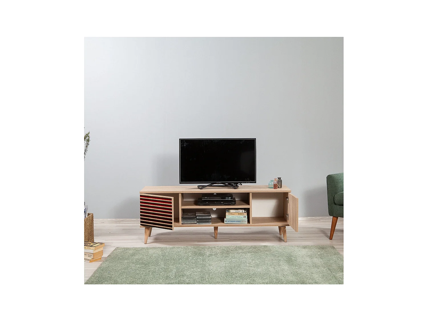 Mueble de TV de roble Sonoma – 140 cm – 100% melamina