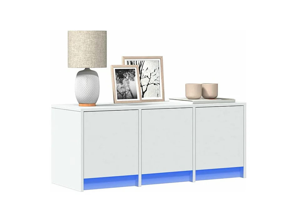 Meuble TV avec LED blanc 97x34x40 bois d'ingénierie