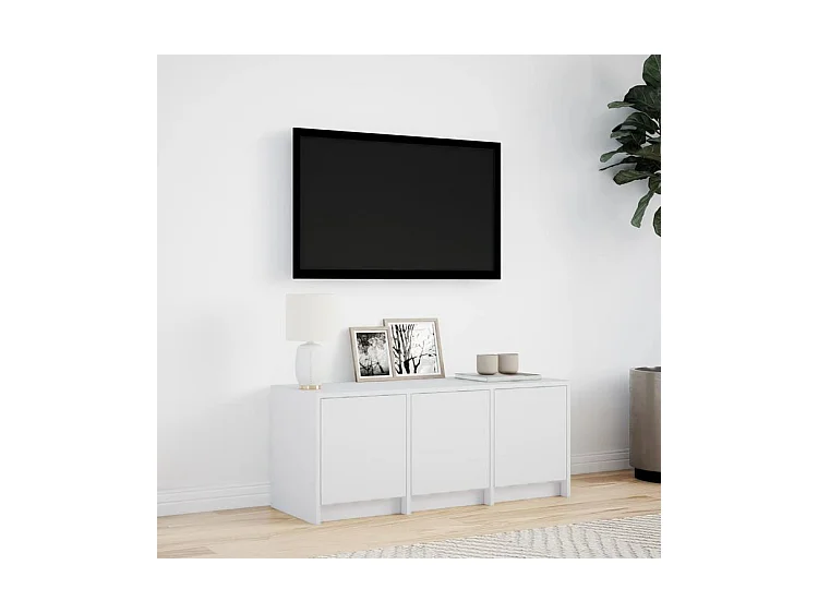 Meuble TV avec LED blanc 97x34x40 bois d'ingénierie