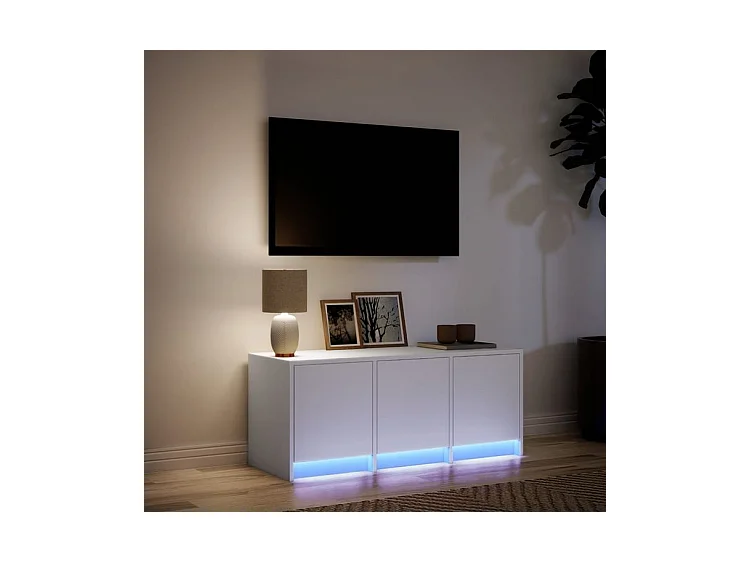 Meuble TV avec LED blanc 97x34x40 bois d'ingénierie