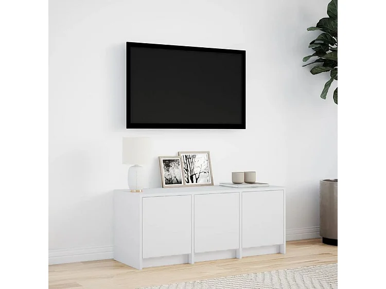 Meuble TV avec LED blanc 97x34x40 bois d'ingénierie