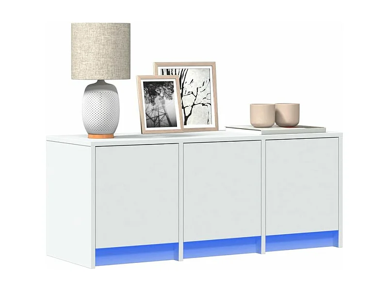 Meuble TV avec LED blanc 97x34x40 bois d'ingénierie