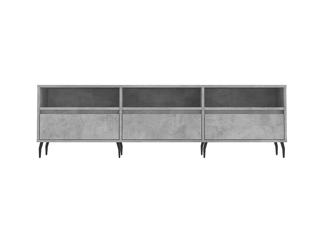 Meuble TV gris béton 150x30x44,5 bois d'ingénierie