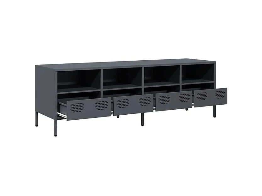 Meuble TV anthracite 135x39x43,5 acier laminé à froid