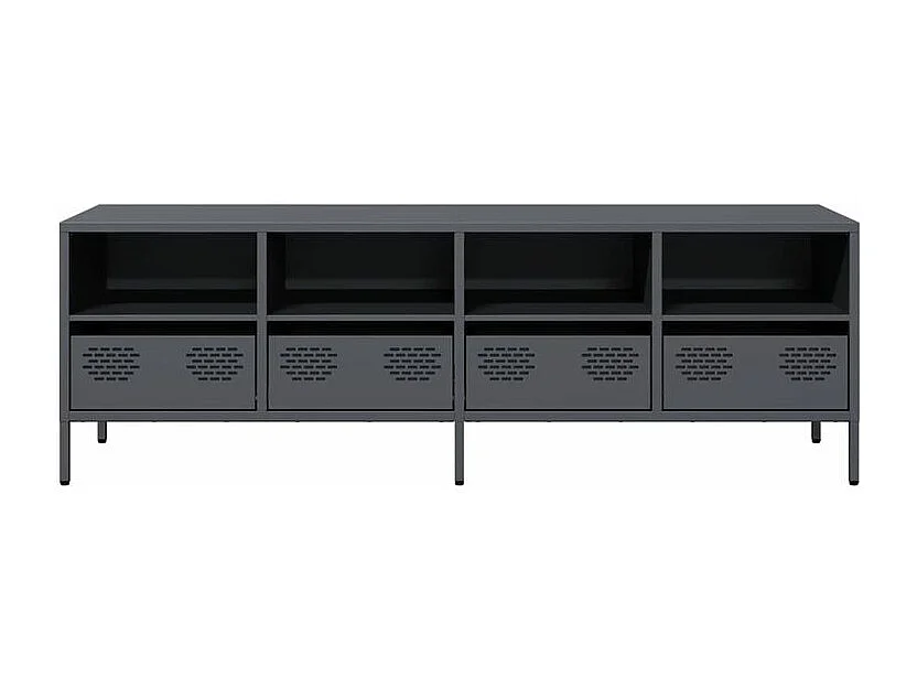 Meuble TV anthracite 135x39x43,5 acier laminé à froid