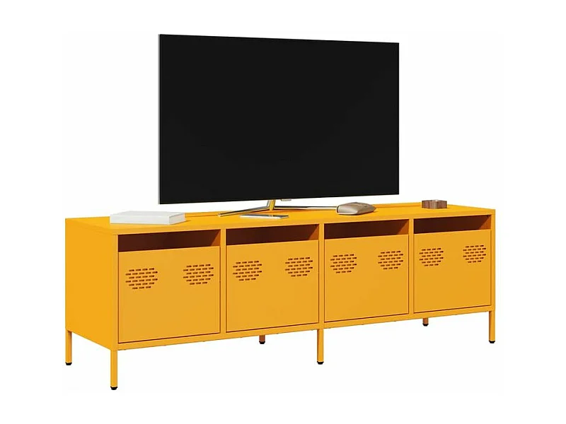 Meuble TV jaune moutarde 135x39x43,5 acier laminé à froid