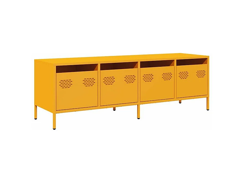 Meuble TV jaune moutarde 135x39x43,5 acier laminé à froid