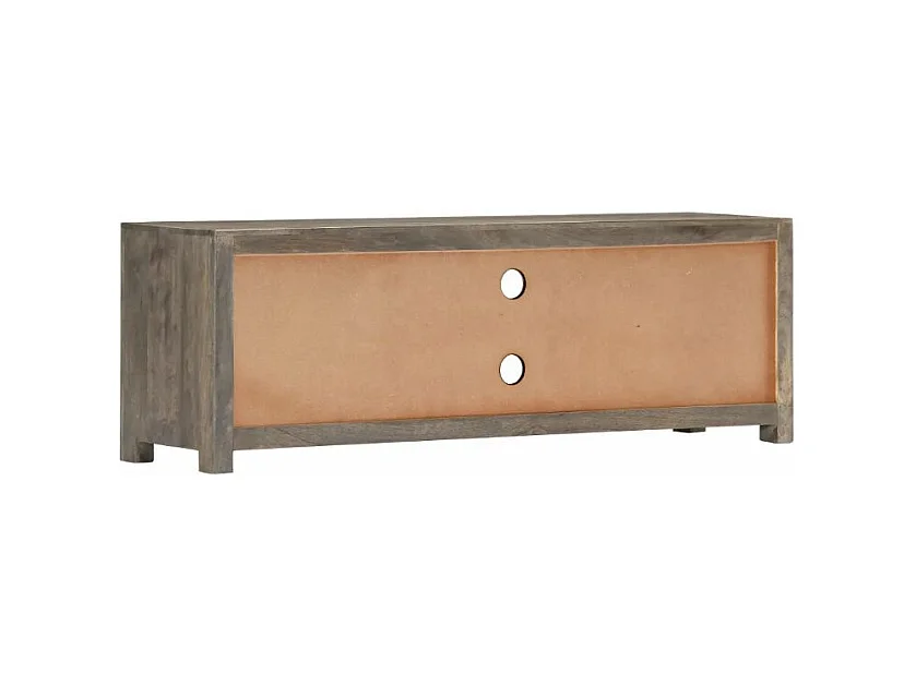 Meuble TV 1 porte 2 tiroirs manguier massif gris et clair Misty