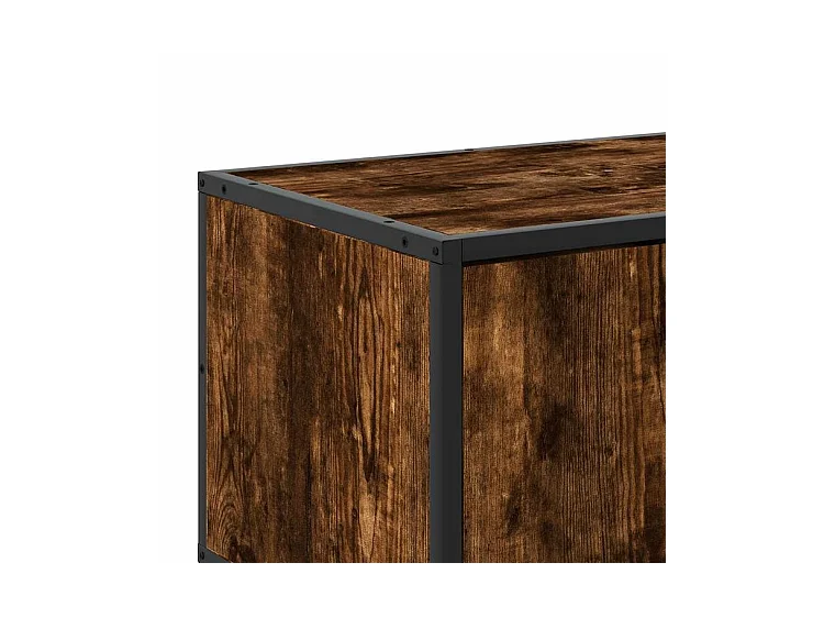 Meuble TV chêne fumé 120x35x41 bois d'ingénierie et métal