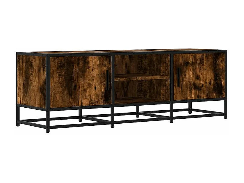 Meuble TV chêne fumé 120x35x41 bois d'ingénierie et métal