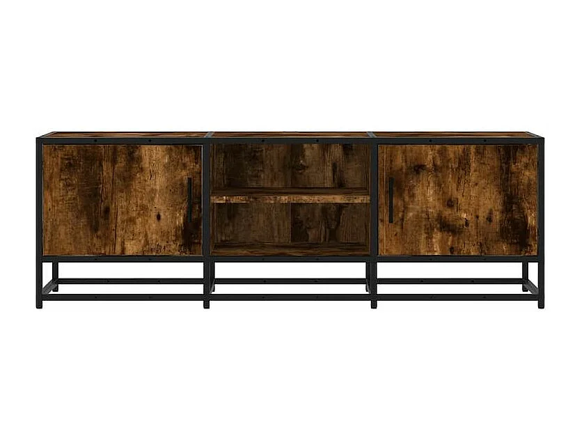 Meuble TV chêne fumé 120x35x41 bois d'ingénierie et métal