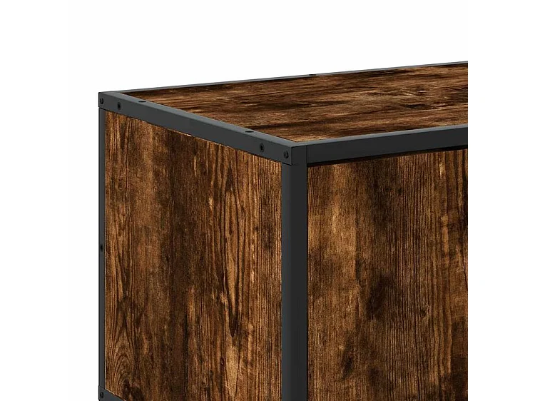 Meuble TV chêne fumé 120x35x41 bois d'ingénierie et métal