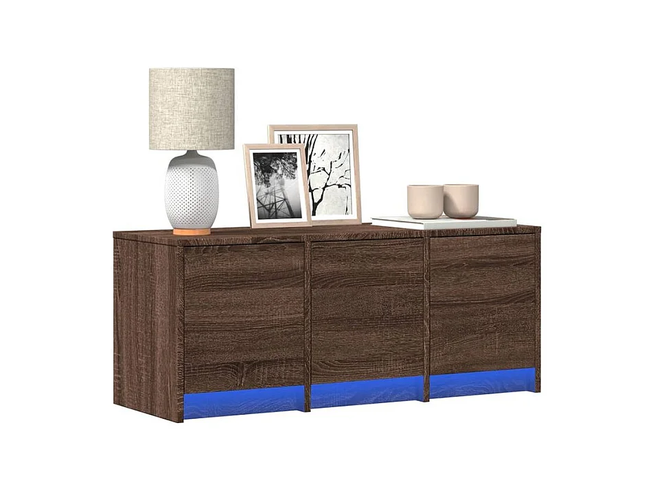 Meuble TV avec LED chêne marron 97x34x40 bois d'ingénierie