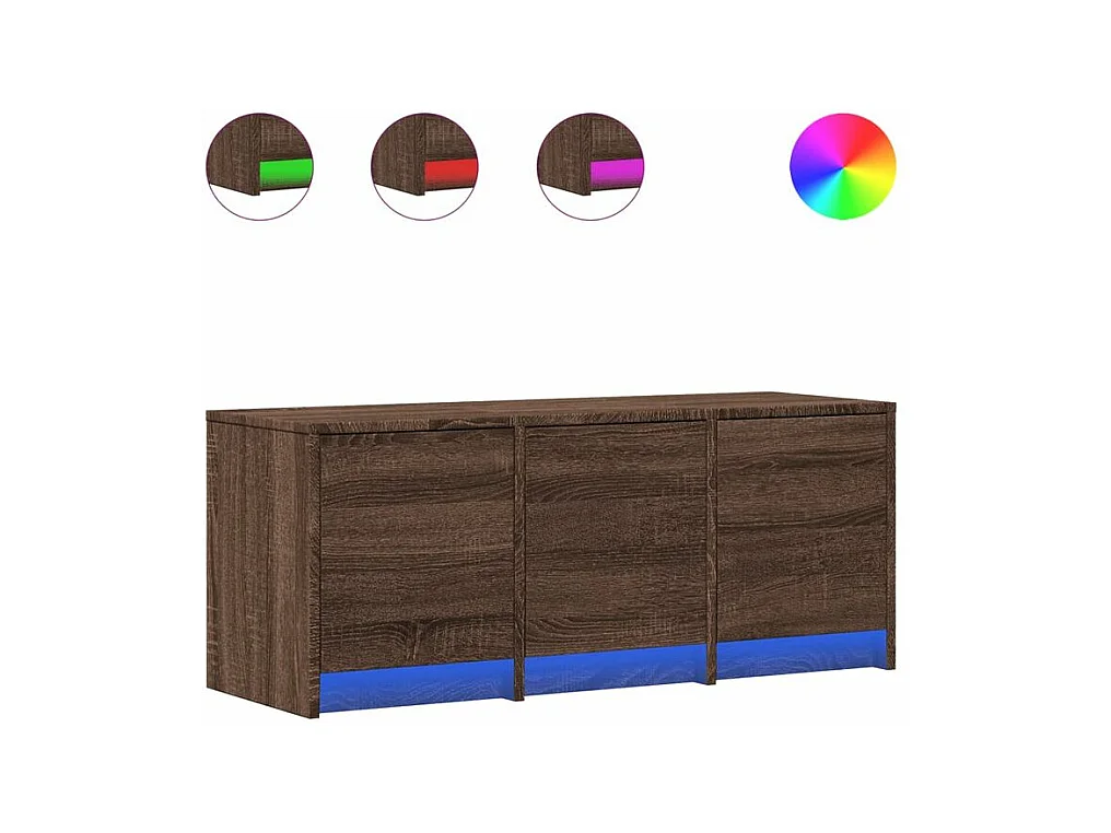 Meuble TV avec LED chêne marron 97x34x40 bois d'ingénierie