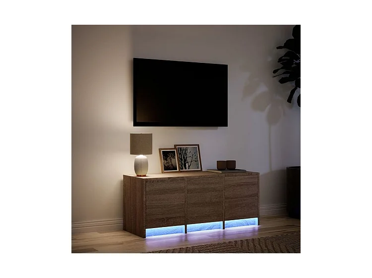 Meuble TV avec LED chêne marron 97x34x40 bois d'ingénierie