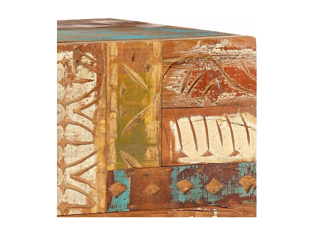 Meuble TV 2 portes 1 tiroir bois massif recyclé Zingo