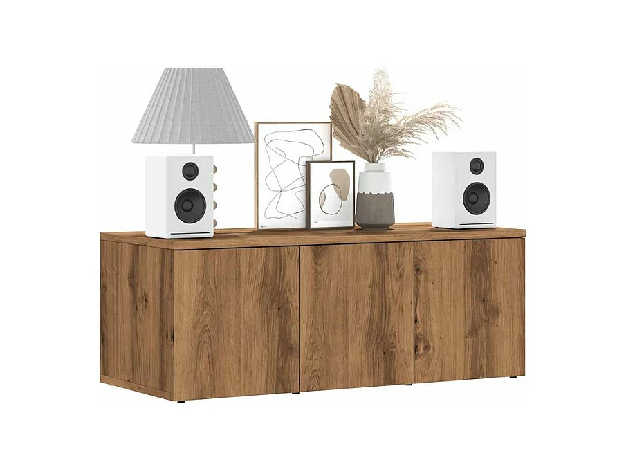 Meuble TV chêne artisanal 80x34x30 bois d'ingénierie