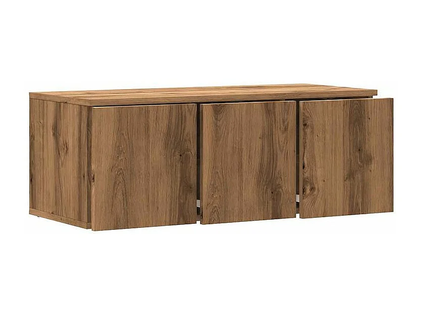 Meuble TV chêne artisanal 80x34x30 bois d'ingénierie