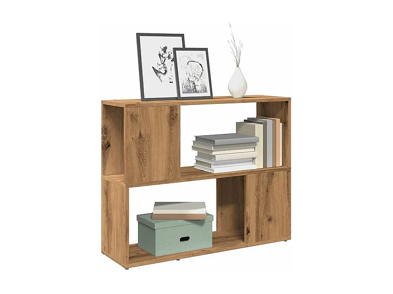 Bibliothèque-Séparateur de pièce chêne artisanal 80x24x63