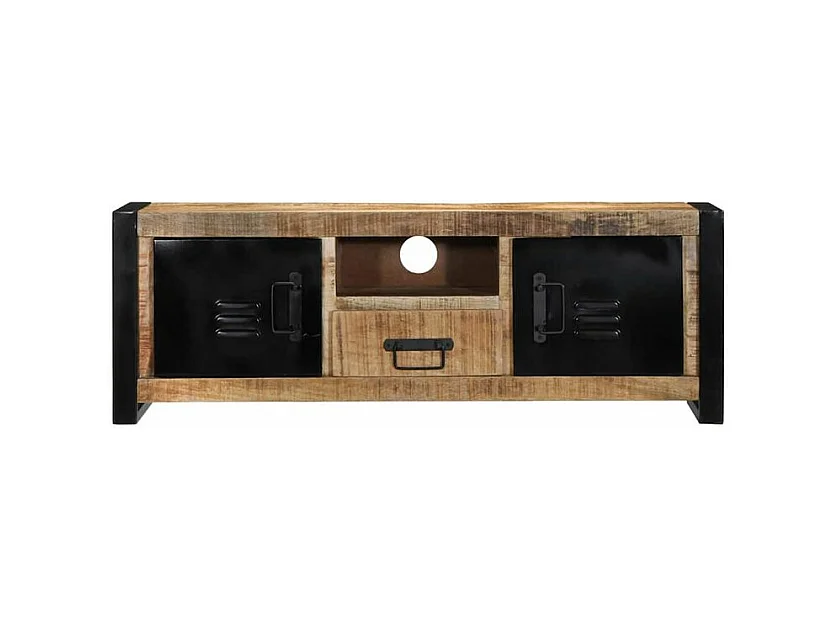 Meuble TV 100x30x35 bois massif de manguier brut