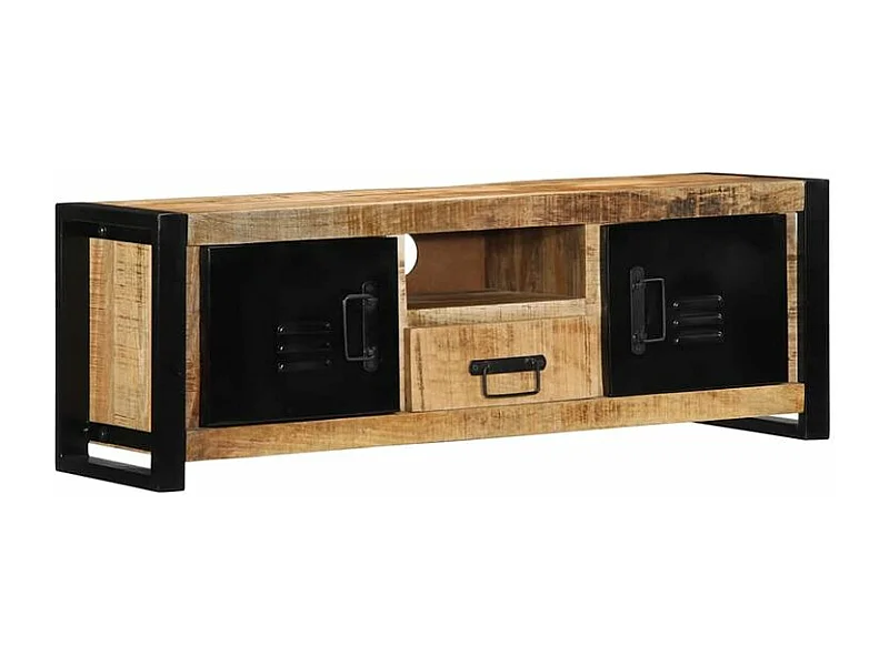 Meuble TV 100x30x35 bois massif de manguier brut