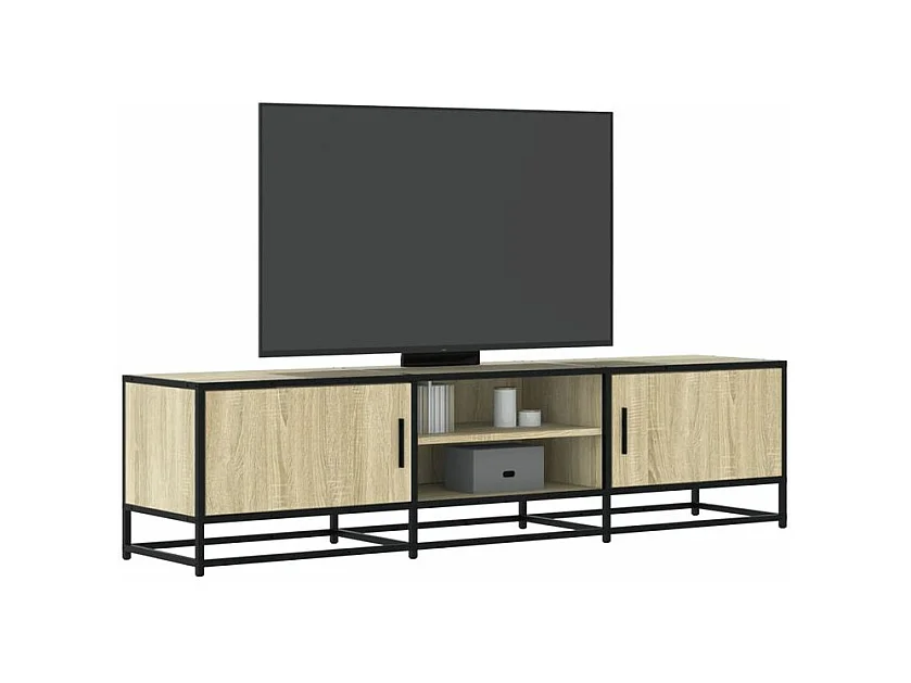 Meuble TV chêne sonoma 160x35x41 bois d'ingénierie et métal