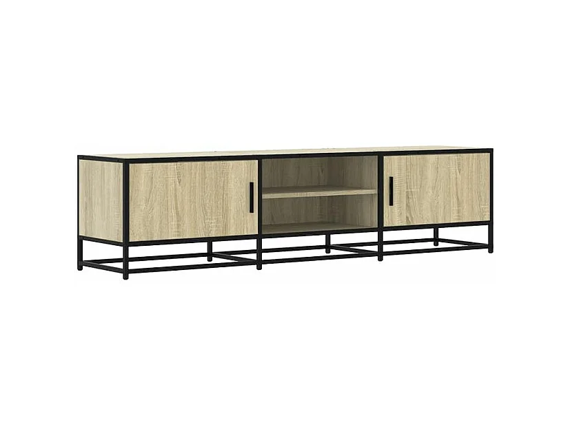 Meuble TV chêne sonoma 160x35x41 bois d'ingénierie et métal