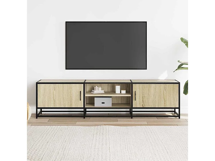 Meuble TV chêne sonoma 160x35x41 bois d'ingénierie et métal