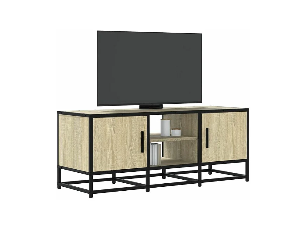 Meuble TV chêne sonoma 100x35x41 bois d'ingénierie et métal