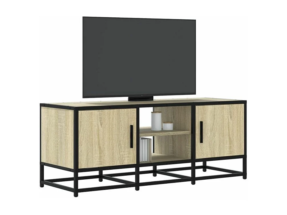 Meuble TV chêne sonoma 100x35x41 bois d'ingénierie et métal