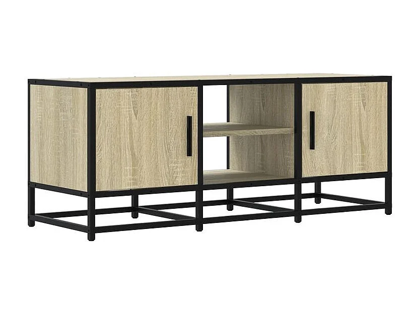 Meuble TV chêne sonoma 100x35x41 bois d'ingénierie et métal