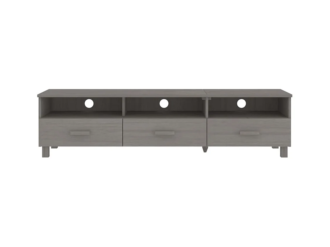 Meuble TV HAMAR Gris clair 158x40x40 Bois massif de pin