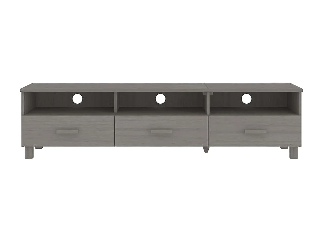 Meuble TV HAMAR Gris clair 158x40x40 Bois massif de pin