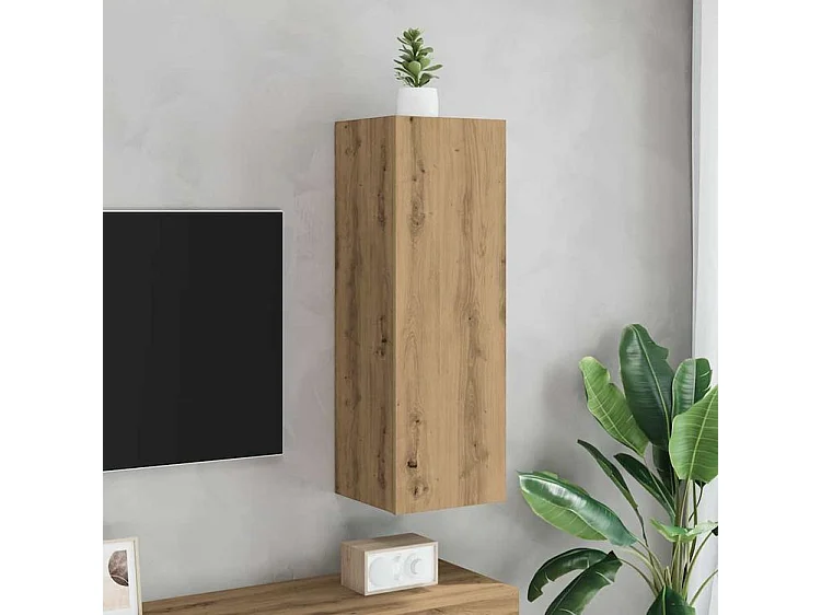 Meuble TV chêne artisanal 30,5x30x90 bois d'ingénierie