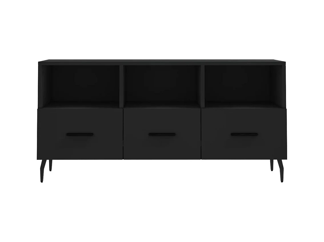 Meuble TV noir 102x36x50 bois d'ingénierie