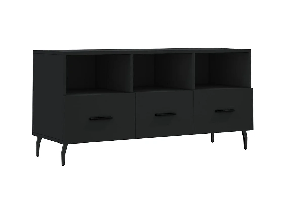 Meuble TV noir 102x36x50 bois d'ingénierie