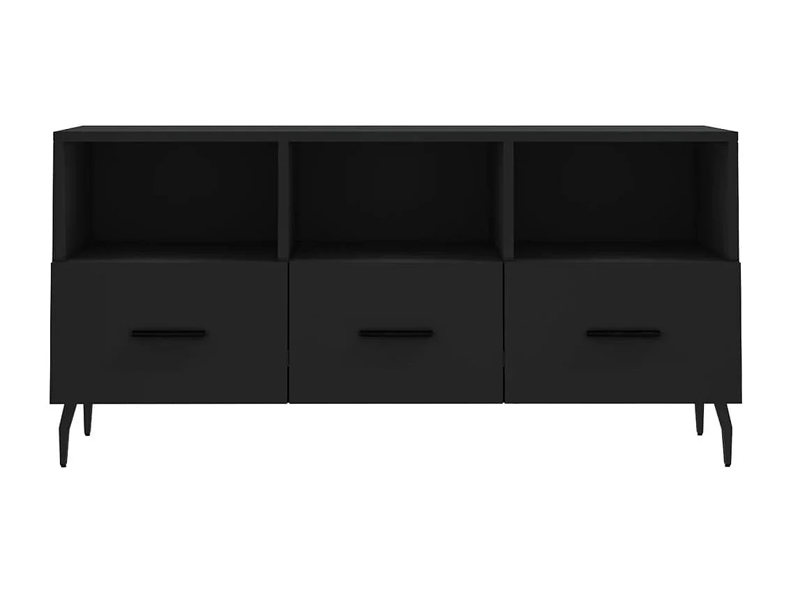 Meuble TV noir 102x36x50 bois d'ingénierie