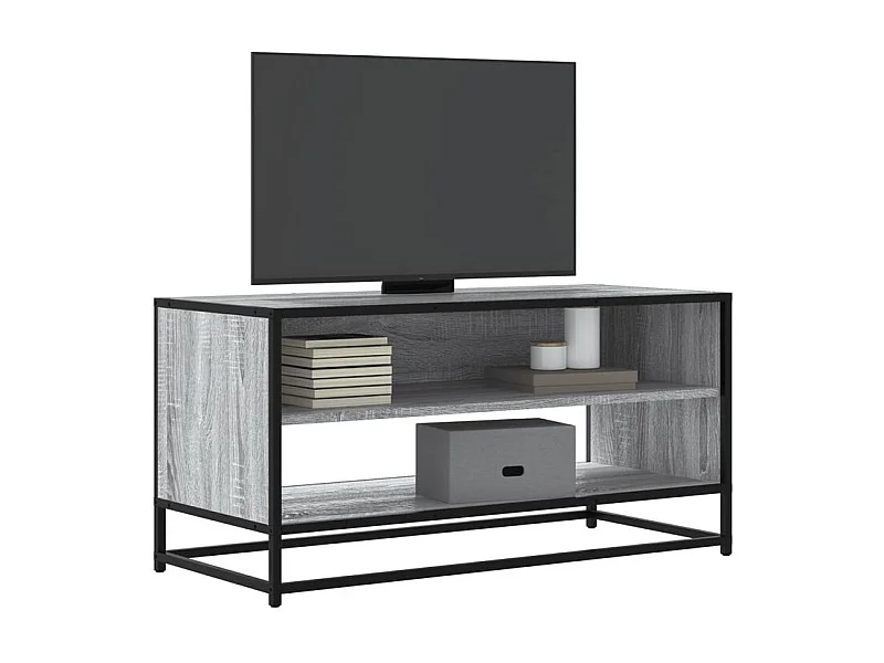 Meuble TV sonoma gris 91x40x46 bois d'ingénierie et métal