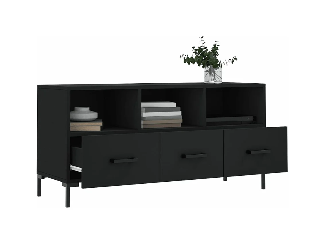 Meuble TV noir 102x36x50 bois d'ingénierie