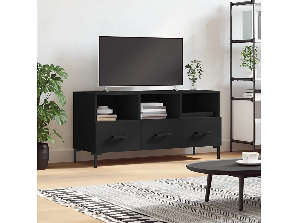 Meuble TV noir 102x36x50 bois d'ingénierie